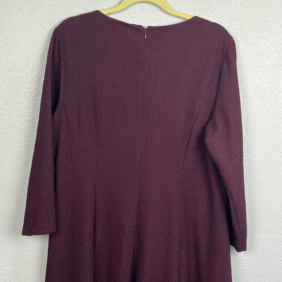 NWT Coldwater Creek Women's Blackberry Color Textured 3/4 Sleeve Dress Size 18 - Picture 5 of 7